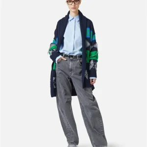 Calças Barrel Fit em Denim Cinza-Escuro Marmorizado – Iceberg