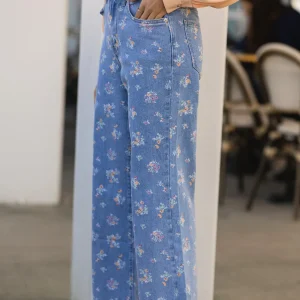 Jeans com Estampado Floral